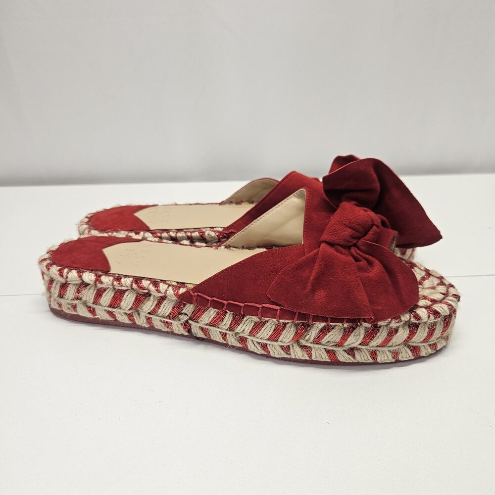 Alex + Alex Ritses Suede Espadrilles Sandal Red Bow Wedge Flatform NWOB Size 9 - Picture 2 of 7